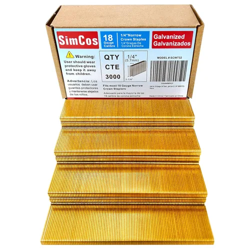Miniatura 7 de Grapas de corona estrecha de calibre 18 de 1/4 de pulgada, grapas de tapicería galvanizadas para grapadora neumática o eléctrica de 18 GA o pistola
