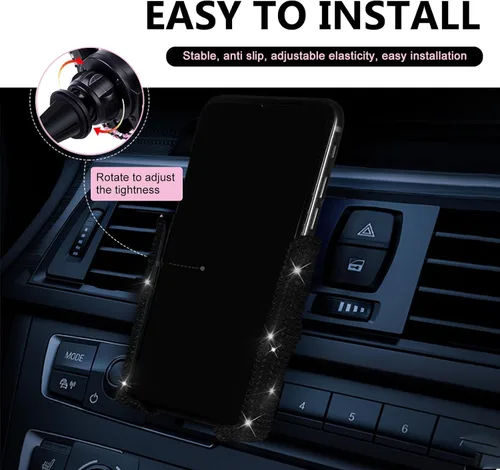 Miniatura 5 de Pack-1 soporte para teléfono móvil para automóvil, soporte de navegación con diamantes de imitación para aire acondicionado, soporte de teléfono
