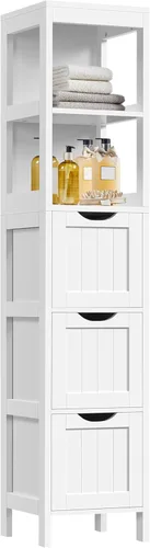 Miniatura 13 de Yaheetech Armario de almacenamiento para baño, gabinete de piso pequeño con 2 cajones extraíbles, organizador de almacenamiento delgado para baño