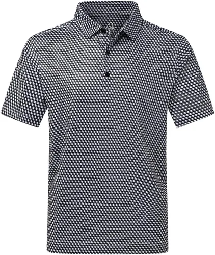 DEOLAX Camisas polo para hombre con estampado de moda, camisa de golf para hombre, ajuste seco, manga corta, secado rápido, divertida camisa de golf