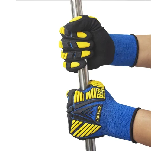 Miniatura 5 de 3 pares de guantes de trabajo, guantes resistentes a los impactos con goma para hombres y mujeres, guantes de nitrilo resistentes a cortes, guantes