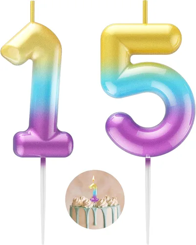 Miniatura 137 de Velas número 2 arcoíris con número 3D de feliz cumpleaños para decoración de fiesta de pastel de cumpleaños, suministros de celebración