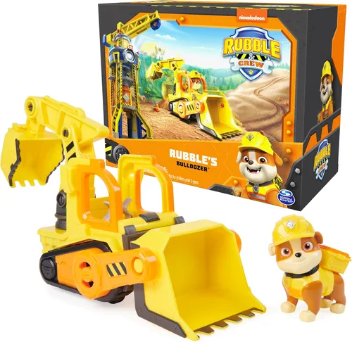 Rubble & Crew, Rubble's Bulldozer - Camión de juguete con piezas móviles y una figura de acción coleccionable, juguetes para niños a partir de 3