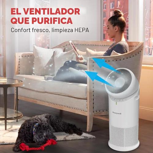 Miniatura 4 de Honeywell Allergen Plus™ - Purificador de aire HEPA 3 en 1 para el hogar, ventilador y flujo de aire ajustable para habitaciones grandes de hasta