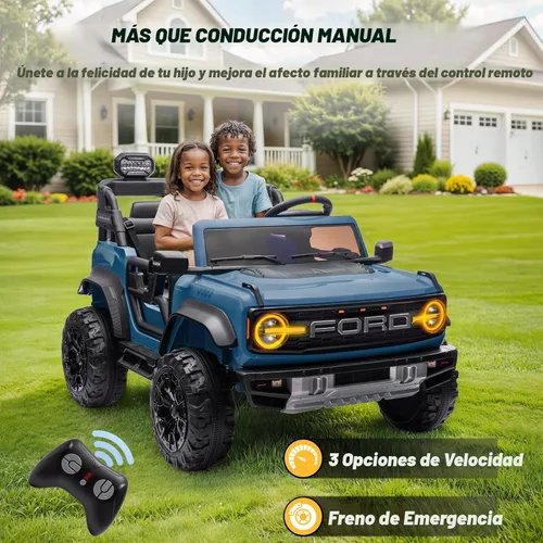 Miniatura 3 de ENYOPRO coche de 2 plazas para niños de 24V con licencia Ford Bronco Raptor, camioneta eléctrica de juguete con control remoto, absorción de Azul