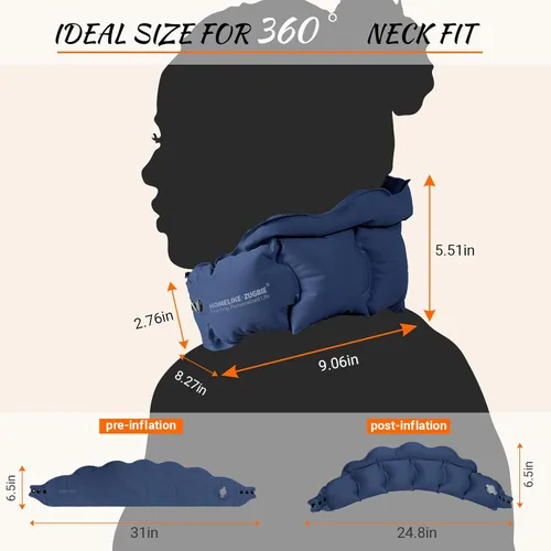 Miniatura 6 de Almohada inflable de viaje para avión, almohada inflable para el cuello para viajes, oficina, soporte para el cuello, máscara profesional