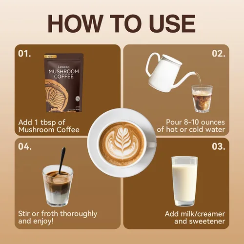 Miniatura 6 de Orgánico con 6 hongos adaptogénicos y aceite MCT café de hongos para una mejor energía enfoque digestión inmunidad con cola de pavo Shiitake
