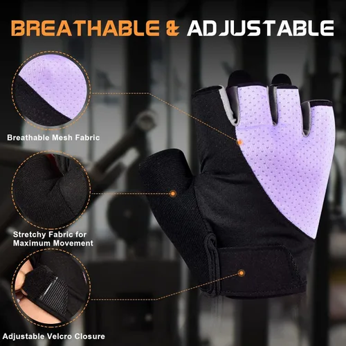 Miniatura 3 de sunnex Guantes de entrenamiento para mujer – Guantes de levantamiento de pesas transpirables con acolchado de silicona antideslizante, guantes