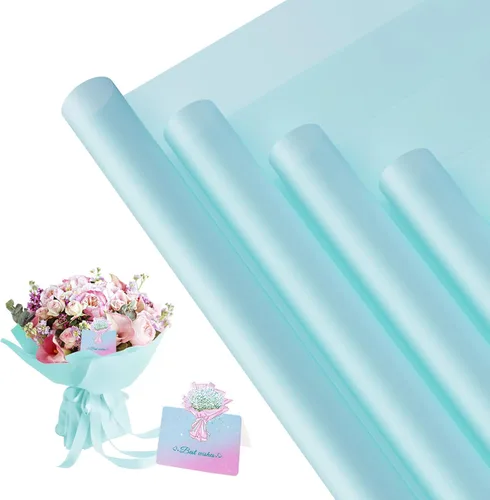 Miniatura 22 de REAXYZNN 20 hojas de papel de regalo de flores, papel de regalo floral impermeable con tarjetas para manualidades de bricolaje, suministros de Blanco
