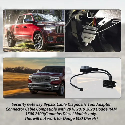 Miniatura 2 de Cable de derivación de puerta de enlace de seguridad, adaptador de herramienta de diagnóstico, cable conector compatible con Dodge Cummins RAM 1500