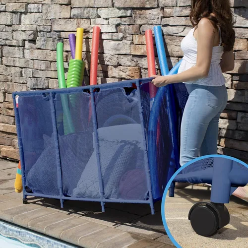 Miniatura 5 de Soporte para fideos de piscina, juguetes, flotadores, bolas y flotadores, organizador de almacenamiento de malla, extragrande