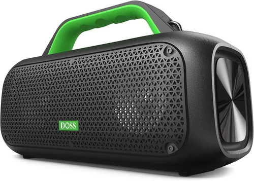 DOSS Extreme Boom - Altavoz Bluetooth para exteriores con sonido potente de 60 W, graves profundos, tiempo de reproducción de 30 horas, USB-C, Verde
