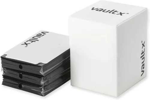 Caja de almacenamiento para cartas de mazo Vault X y 150 fundas negras para cartas, se adapta a más de 100 cartas con funda, tamaño estándar grande,