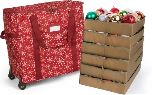Miniatura 91 de Covermates Keepsakes Bolsa de almacenamiento ajustable para adornos, poliéster resistente, separadores acolchados y bandejas FlexGrid, organizador