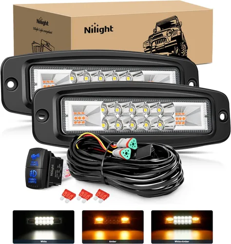 Miniatura 7 de Nilight Barra de luz LED marina, 2 unidades, 18 W, blanco, 150°, haz de inundación, ponton, barco, cubierta, luces de muelle, IP67, impermeable