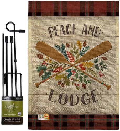 Miniatura 11 de Peace And Lodge - Juego de banderas de jardín para colgar en la pared, para exteriores, rústico, cabaña, alce, vida silvestre, aventura, bosque