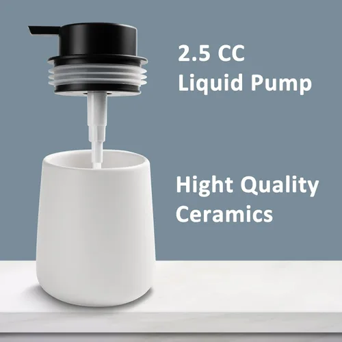 Miniatura 5 de Dispensador de jabón de cerámica con bomba fácil de prensar, dispensador de líquido de loción de manos para champú, baño, cocina, 12 onzas, blanco