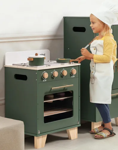 Miniatura 12 de ROBUD Cocina de juego para niños, lavadora multifunción de madera para niños, juego de cocina para niños, lavadora de juguetes de cocina