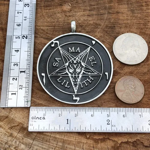 Miniatura 3 de Joyería de la Iglesia de Satanás El Sello de Baphometa SAMAEL-LILITH Pentáculo invertido Estrella Satánica Diablo LaVeyan Satanism Wicca Witchcraft