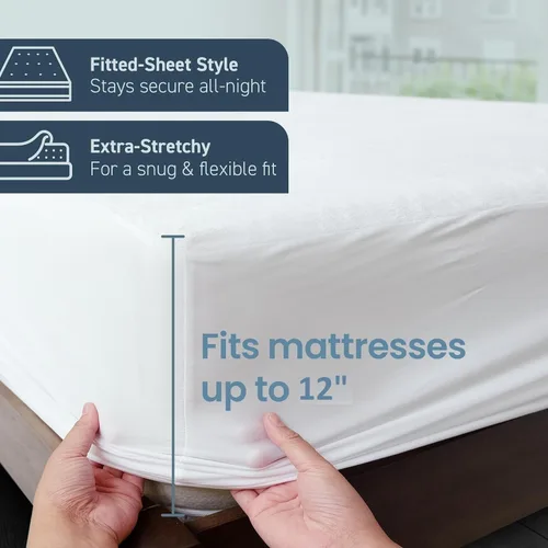 Miniatura 2 de Comfort Beddings Protector de colchón 100% algodón orgánico Alaskan King, 250GSM, impermeable, protector de cama ajustable sin ruido con bolsillo