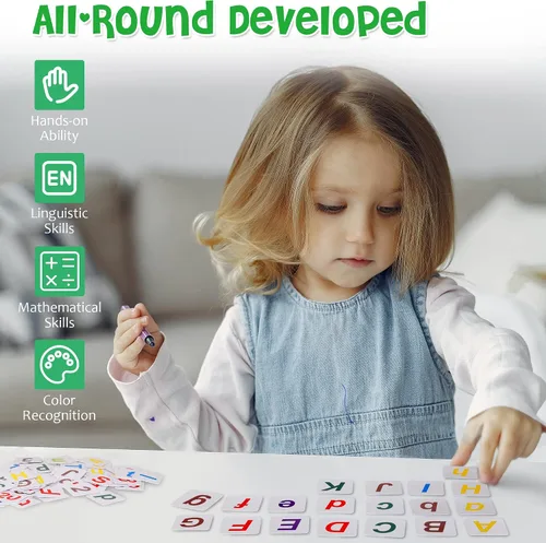 Miniatura 7 de WOODMAM Ábaco de Madera para Matemáticas de Niños, Juguete Educativo de Conteo con Palos de Contar y Tarjetas de Números y Alfabeto, Juguetes