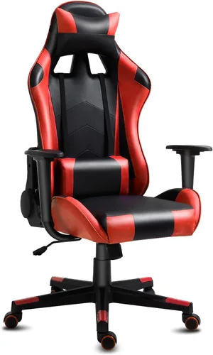 Miniatura 14 de Silla de gamer con reposacabezas y apoyo lumbar, silla giratoria y reclinable de oficina de altura ajustable y respaldo alto