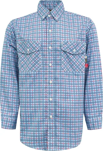 Miniatura 13 de KONRECO Camisas FR para hombre, resistentes al fuego, camisa de trabajo con botones, 100% algodón, 6.5 onzas, camisas de soldadura ligeras