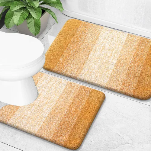 Miniatura 60 de OLANLY Juego de 2 alfombras de baño de microfibra suave y absorbente, antideslizantes, se pueden lavar y secar a máquina, alfombras de baño peludas