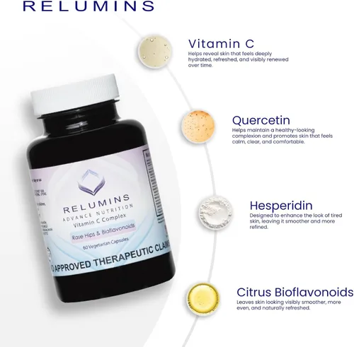 Miniatura 5 de Relumins Advance Vitamina C - Complejo iluminador de la piel MAX con escaramujos y bioflavonoides - 180 cápsulas