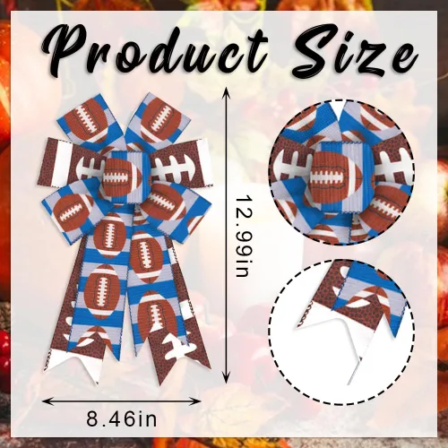 Miniatura 2 de 2 lazos para corona de fútbol americano, lazos de fútbol para corona, tiras azules y grises, lazos de arpillera de fútbol americano, lazos de tela