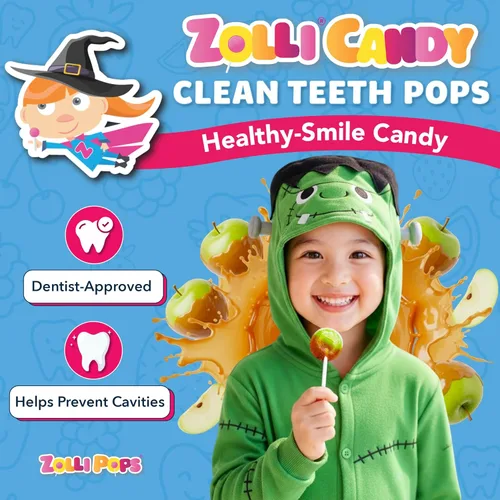 Miniatura 2 de Zollipops Caramelo y manzana verde, 10.4 onzas, sin azúcar, sin alergias, vegano, apto para dieta cetogénica y diabética, caramelo de dientes limpios