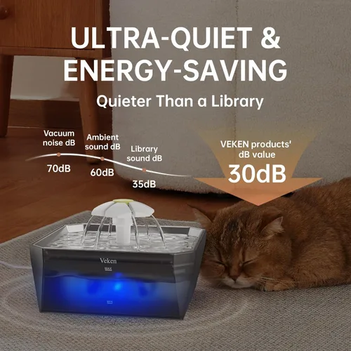 Miniatura 14 de Veken Fuente de agua para gatos pequeña apta para mascotas con bomba silenciosa, fácil de limpiar y montar, mini dispensador de agua para mascotas