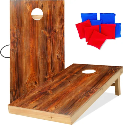Miniatura 10 de UKASE Juego de Cornhole de Madera Maciza de Tamaño Reglamentario Portátil con Bolsas de Frijoles, Juego de Lanzamiento con Superficie de Veta