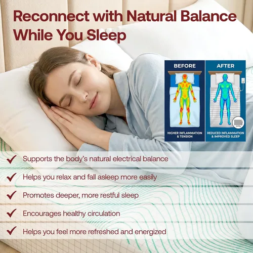 Miniatura 4 de Sábana de cama, sábana de tierra, sábana bajera ajustable de algodón orgánico para cama, 95% algodón orgánico, 5% fibra plateada con cable