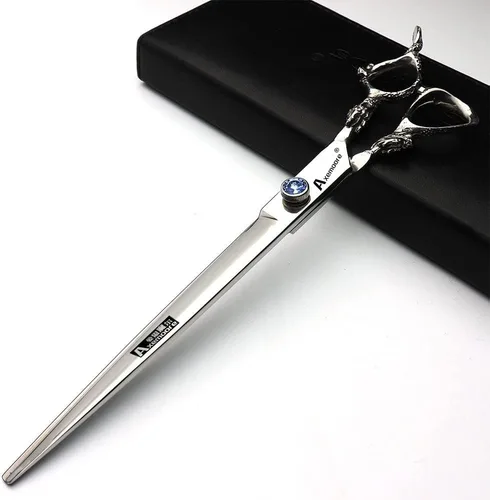 Miniatura 8 de Tijeras de 6/7/7.5/8/9 pulgadas de plata profesional peluquero corte de pelo y corte diluido afilado acero 440C (cizalla plana de 6 pulgadas)