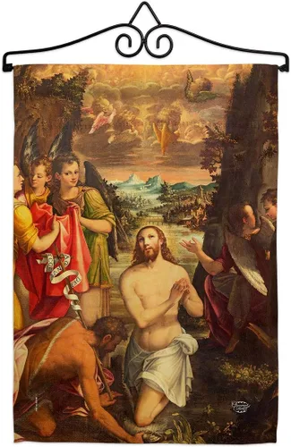 Juego de banderas de jardín con diseño de bautismo de Cristo, colgante de pared religioso, esperanza gracia paz, paloma de la paz religiosa,