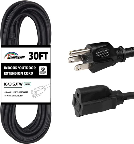 Miniatura 20 de Cable de extensión para exteriores de 10 pies, 16/3 SJTW, cable de extensión verde duradero para luces de Navidad con enchufe de tierra de 3 puntas