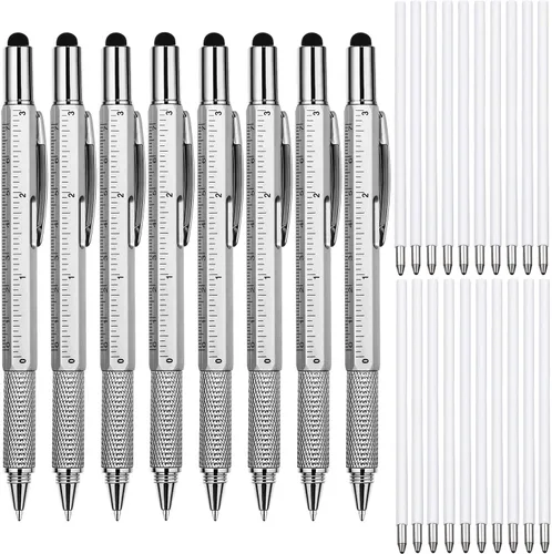 Miniatura 23 de Zhanmai 16 Piezas Bolígrafos Multiherramienta 6 en 1 Juego de Bolígrafos Multi-herramienta con Repuestos para Regalos de Cumpleaños de Hombres