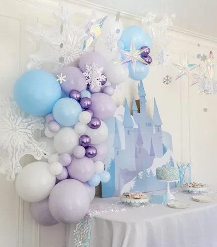 Miniatura 4 de Juego de globos azules y morados, 50 unidades de globos azules de 12 pulgadas de sirena, globos metálicos morados y blancos de látex, globos