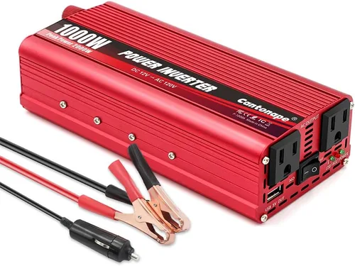 Miniatura 9 de Cantonape 1000W/2000W (Peak) - Inversor de corriente de auto DC 12 V a 110 V AC convertidor con pantalla LCD enchufe AC Dual y cargador USB dual