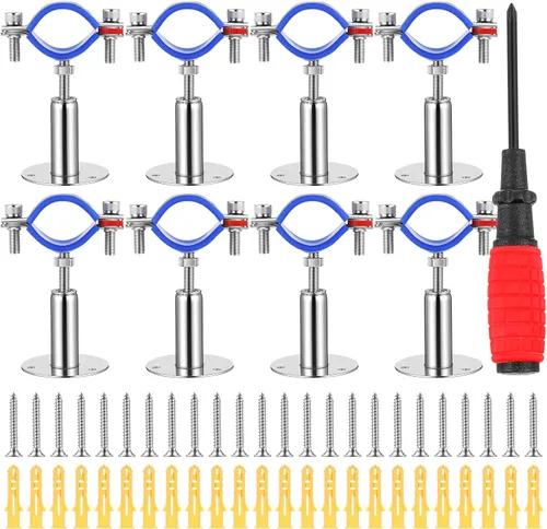 Yaocom 8 piezas de soportes de tubo de acero inoxidable 304 para montaje en pared y techo, adecuados para diámetro exterior de 1" (32-34 mm), altura