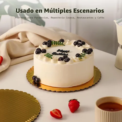 Miniatura 6 de Fit Meal Prep Paquete de 20 tablas para tartas, círculos redondos dorados de 10 pulgadas, círculos de pizza desechables para postres y pasteles