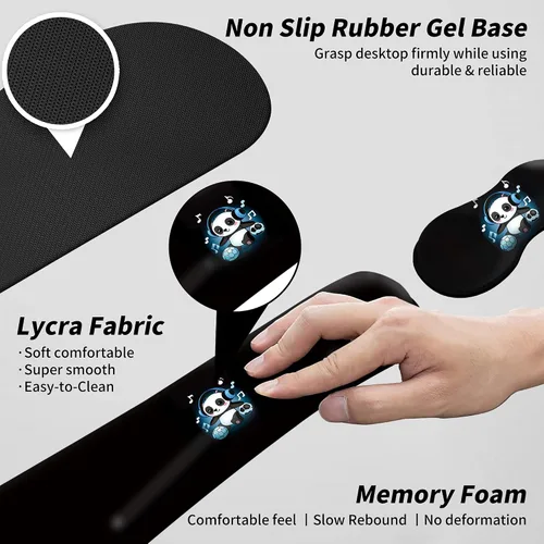 Miniatura 5 de Alfombrilla para mouse con soporte de muñeca para teclado y reposamuñecas [4 en 1], fácil de escribir, alivio del dolor, cojín de gel de espuma