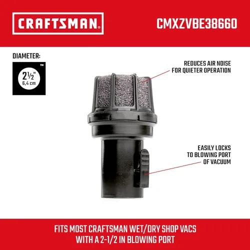 Miniatura 3 de CRAFTSMAN CMXZVBE38660 - Difusor de silenciador de 2-1/2 pulgadas, accesorio para aspiradora en seco y húmedo, accesorio de aspiradora de grado