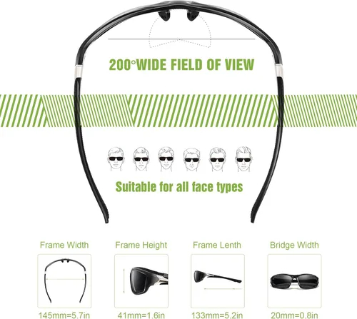 Miniatura 5 de Paquete de 3 lentes de sol deportivos polarizados para hombres, gafas de sol masculinas envolventes con protección UV para ciclismo, pesca