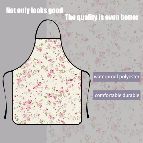 Miniatura 5 de Lindos delantales para mujer, delantales florales, delantales de cocina impermeables de poliéster para cocina, hornear, asar, pintura, aseo