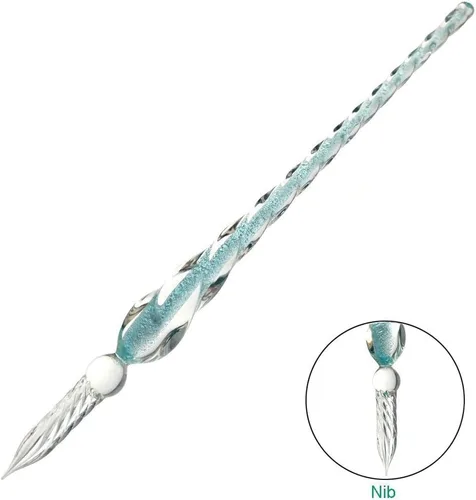 Miniatura 8 de Juego de bolígrafos de inmersión de cristal, vintage, hecho a mano, bolígrafo de firma de cristal, elegante bolígrafo de inmersión de cristal