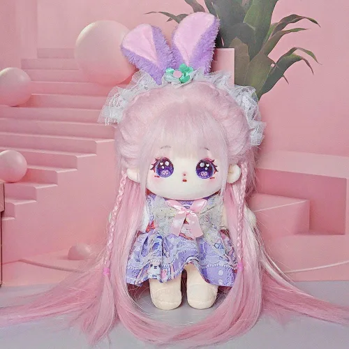 Miniatura 3 de niannyyhouse Muñeca de felpa de 7.9 in de pelo largo para niña, cuerpo de peluche humanoide sin atributo, 8 pulgadas, cuerpo normal, ropa de vestir