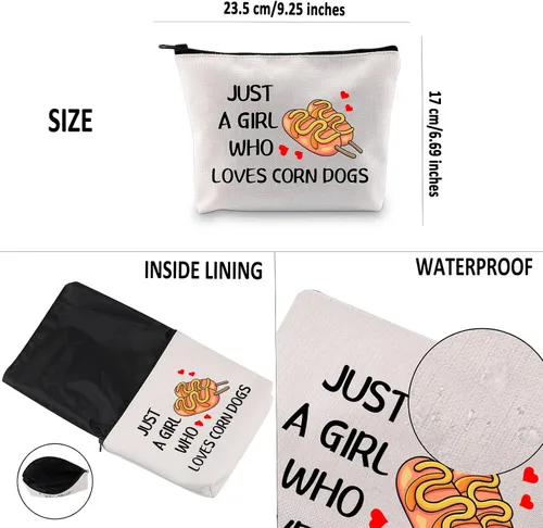 Miniatura 3 de G2TUP Bolsa de maquillaje para perros de maíz, regalo para amantes de los perros de maíz, bolsa de cosméticos Corndog, regalo para amantes