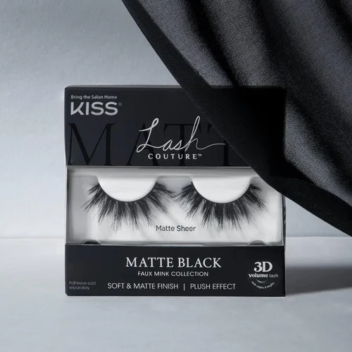 Miniatura 8 de Kiss Pestañas postizas de color negro mate, 0.630 in, incluye 1 par de pestañas, fáciles de aplicar, racimos de pestañas reutilizables